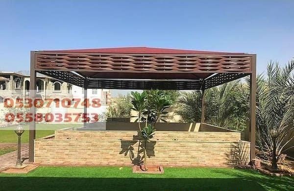 أجمل مظلات خشب بلاستيكية للحدائق